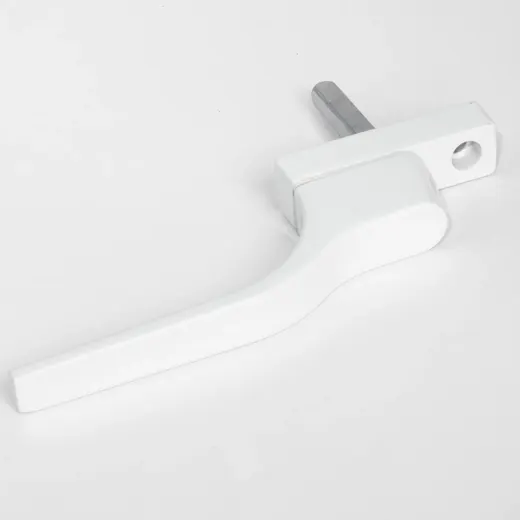 White window handle, base with screw lug